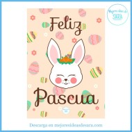 Lámina Decoración Conejito Feliz Pascua | Imprimibles PDF GRATIS | Mejores Ideas de Sara