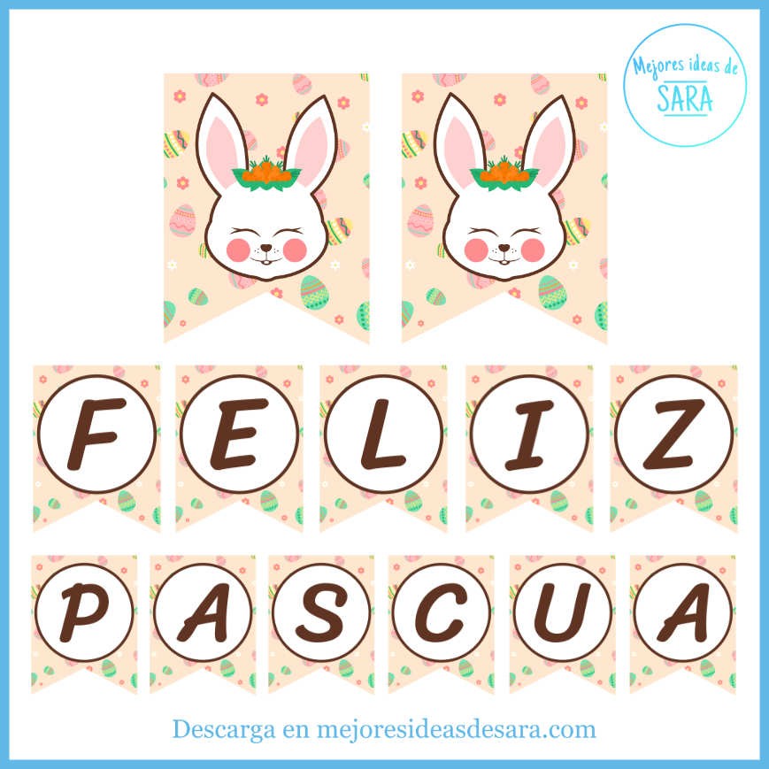 Banderines Guirnalda Conejito Feliz Pascua