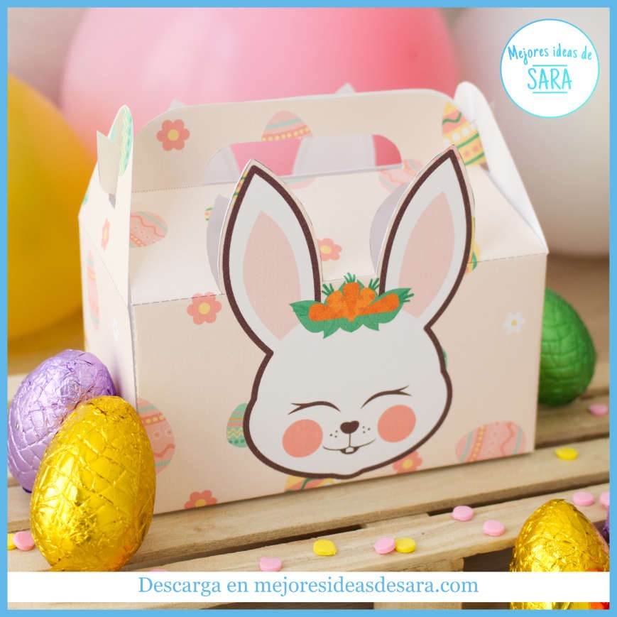 Caja Regalo Invitados Conejito Feliz Pascua