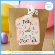 Etiqueta para Colgar Conejito Feliz Pascua | Imprimibles PDF GRATIS | Mejores Ideas de Sara
