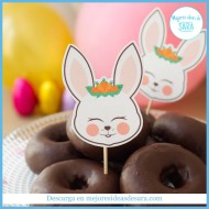 Toppers Conejito Feliz Pascua | Imprimibles PDF GRATIS | Mejores Ideas de Sara