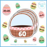 Suma con Huevos de Pascua: Calculo Mental | Imprimibles Educativos PDF GRATIS | Mejores Ideas de Sara