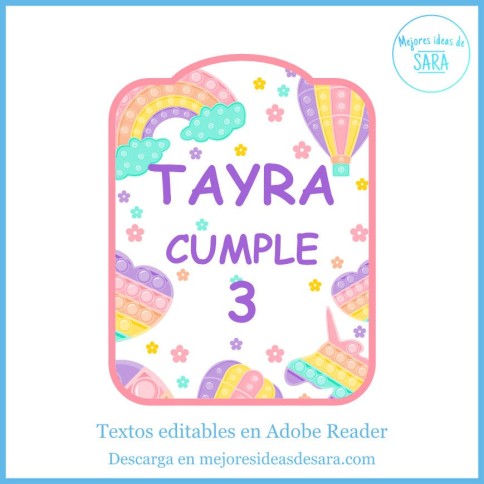 Etiquetas para Colgar Pop It Pastel (Textos Editables) | Imprimibles PDF | Mejores Ideas de Sara
