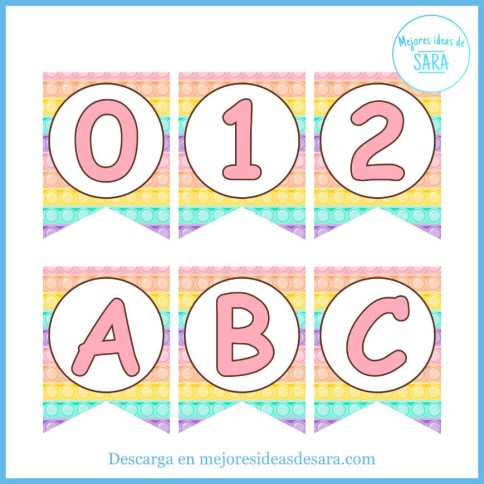 Pop It Pastel: Banderines Guirnalda Letras y Números | Imprimibles PDF | Mejores Ideas de Sara