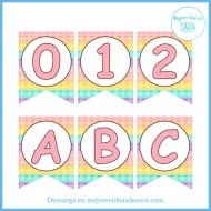 Pop It Pastel: Banderines Guirnalda Letras y Números | Imprimibles PDF | Mejores Ideas de Sara