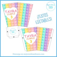 Caja Palomitas Pop It Pastel (Textos Editables) | Imprimibles PDF | Mejores Ideas de Sara