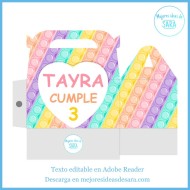 Caja Para Chuches Pop It Pastel (Textos Editables) | Imprimibles PDF | Mejores Ideas de Sara