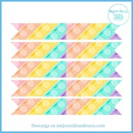 Banderines para Pajitas Pop It Pastel | Imprimibles PDF | Mejores Ideas de Sara