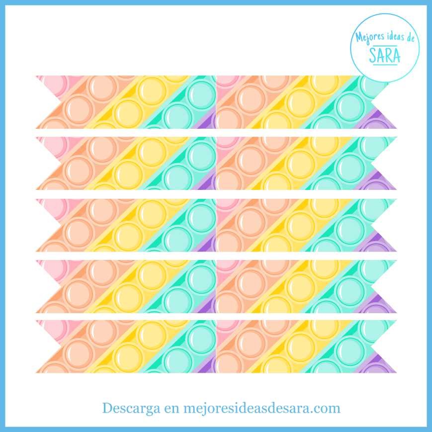Banderines para Pajitas Pop It Pastel