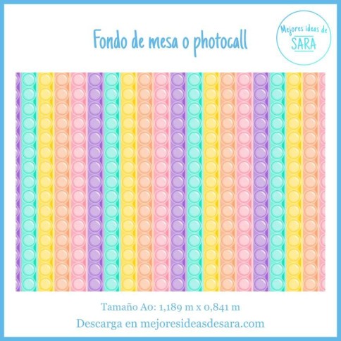 Fondo de Mesa o Photocall Pop It Pastel (Tamaño A0: 1,189 m x 0,841 m) | Imprimibles PDF | Mejores Ideas de Sara
