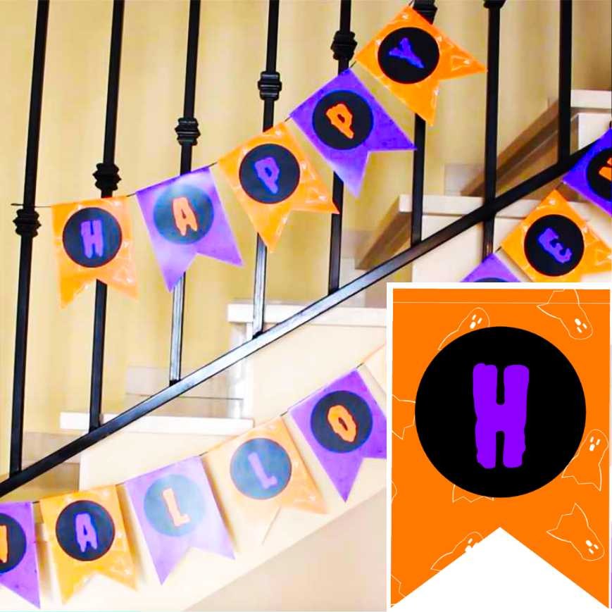 Guirnalda Happy Halloween Morada y Naranja