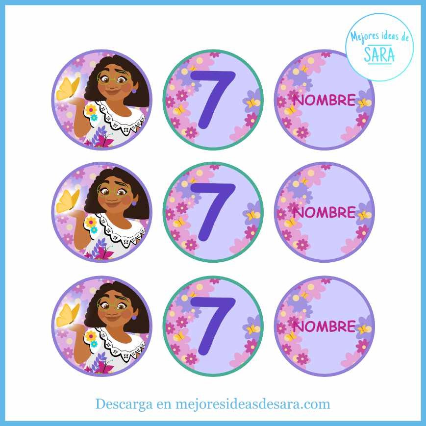 Toppers Redondos Encanto (Texto Editable)