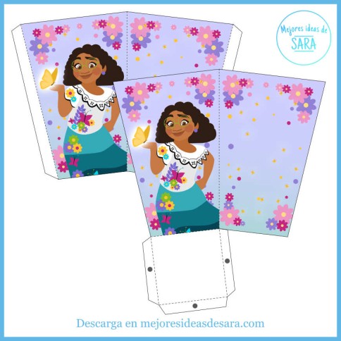Cubo Palomitas Mirabel Encanto para Imprimir | Imprimibles para fiestas | Mejores Ideas de Sara