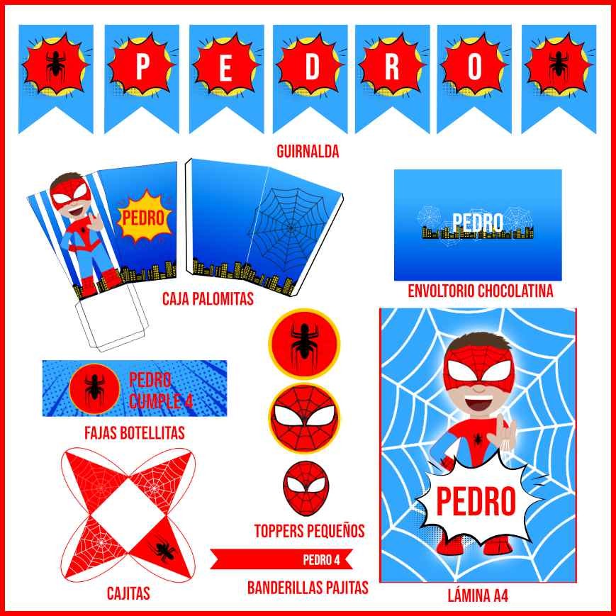 Candy Bar Niño Spiderman (Textos Editables)