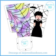Cubo de Palomitas Miércoles Addams (Texto Editable) | Imprimibles para fiestas | Mejores Ideas de Sara