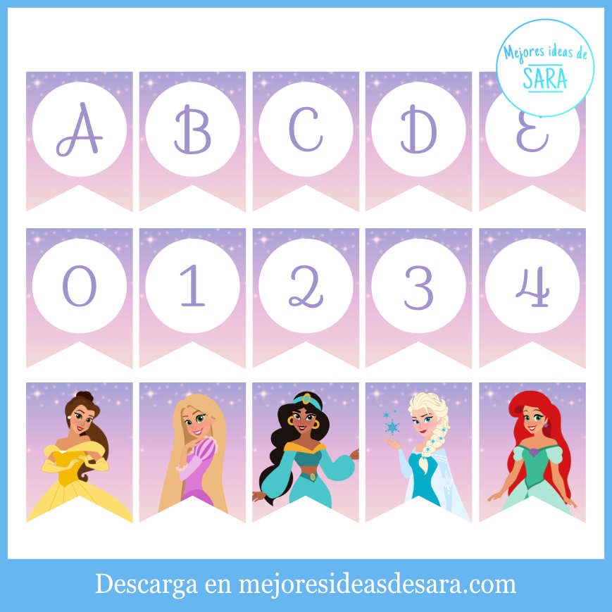 Banderines Guirnalda Princesas Disney