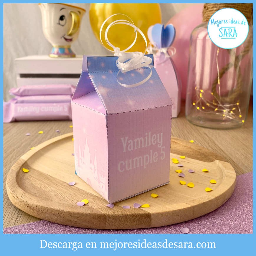 Cajita Milkbox Princesas Disney (Textos editables)
