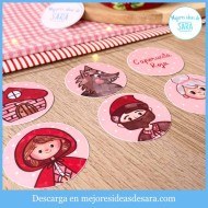 Toppers Caperucita Roja 5cm en PDF para Imprimir | Decoración Imprimible para Fiestas | Mejores Ideas de Sara