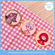Toppers Caperucita Roja 3cm en PDF para Imprimir | Decoración Imprimible para Fiestas | Mejores Ideas de Sara