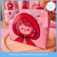Caja para Chuches Caperucita Roja en PDF para Imprimir | Decoración Imprimible para Fiestas | Mejores Ideas de Sara