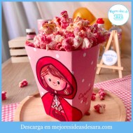Cubo de Palomitas Caperucita Roja en PDF para Imprimir | Decoración Imprimible para Fiestas | Mejores Ideas de Sara