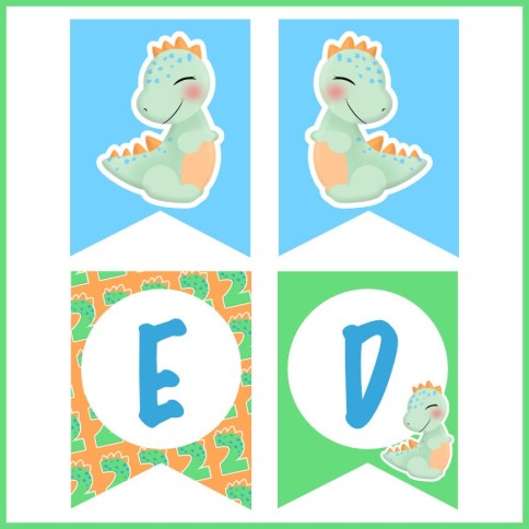 Guirnalda Dinosaurio Bebé Dos Años | PDF Textos Editables | Mejores Ideas de Sara