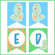 Guirnalda Dinosaurio Bebé Dos Años | PDF Textos Editables | Mejores Ideas de Sara