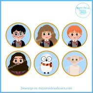Toppers Redondos Harry Potter | Imprimibles PDF | Mejores Ideas de Sara